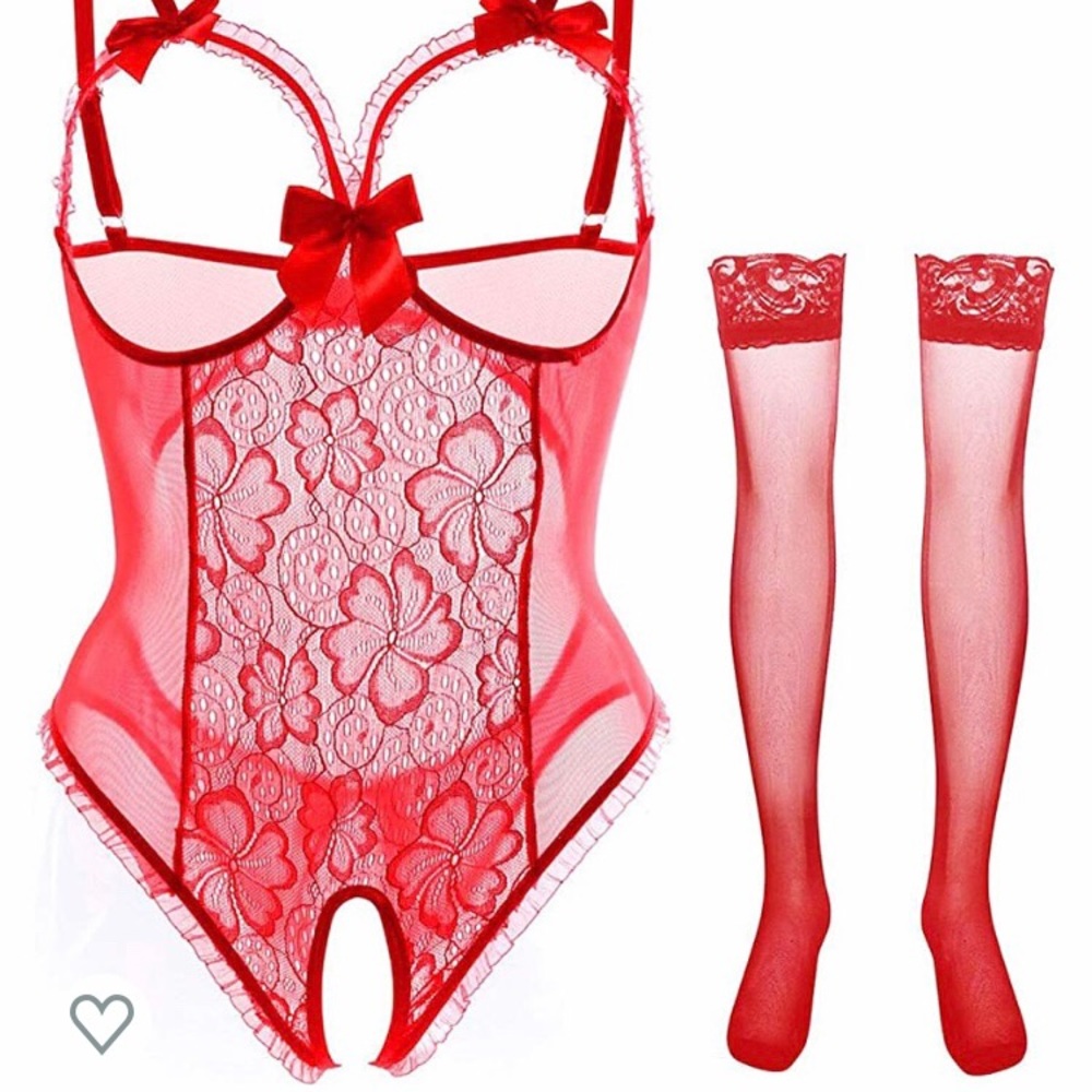 NWT One Piece Lace Sexy Teddy Bodysuit Size L
